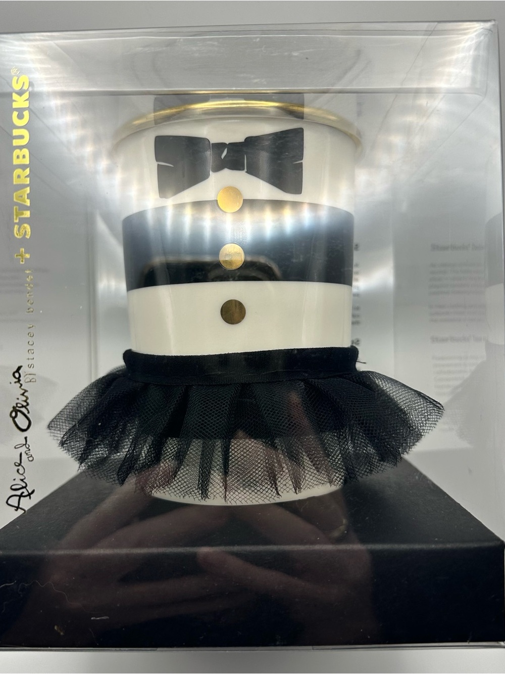 Alice + Olivia Black and White Tuxedo Kids Cup with Gold Accents
